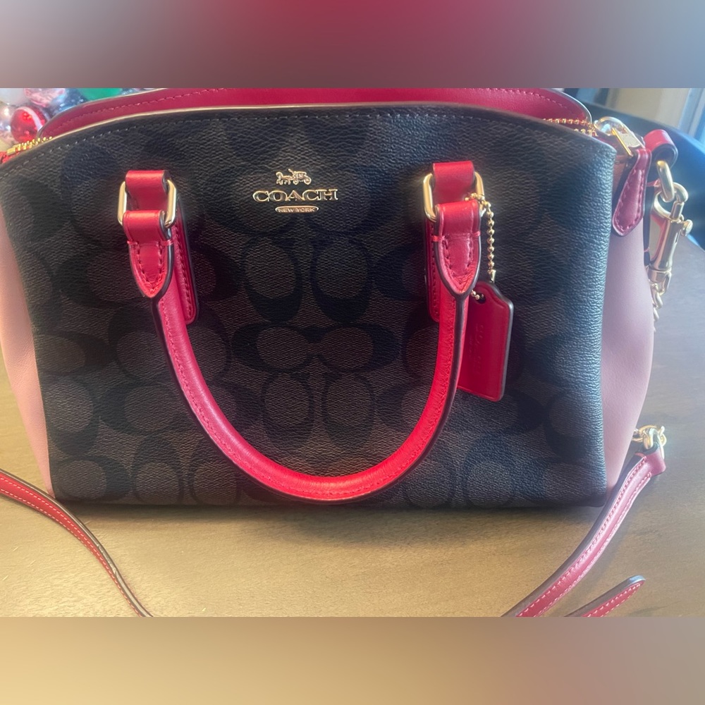 Coach Leather Signature
Handbag F50054 Pink/Red/Brown Ladies
